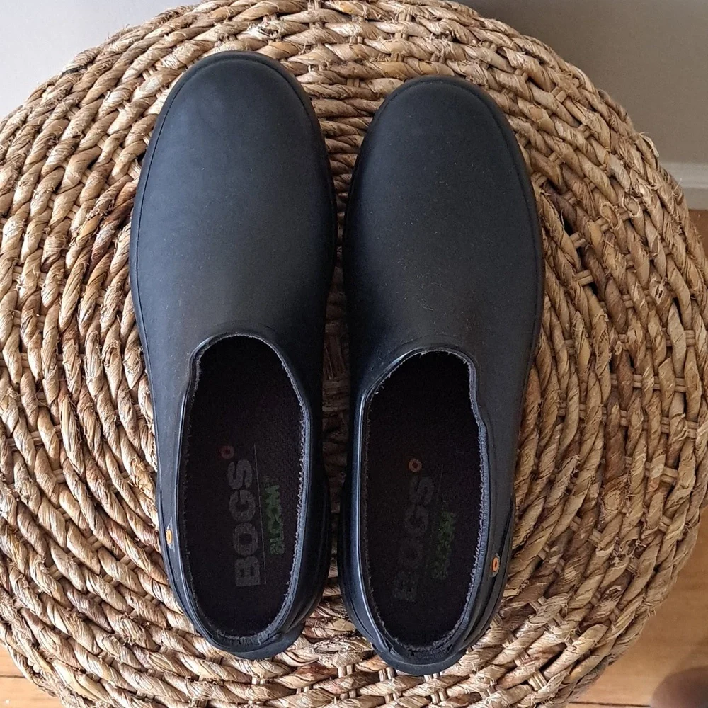 Bogs Womens‎ Patch Black Waterproof Rubber Garden/Rain/Outdoor Slip-On Shoes S-9
